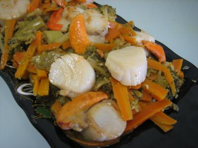 Recette Plat de coquilles saint Jacques au gingembre façon chinoise
