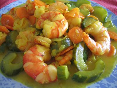 Recette Assiette de crevettes au curcuma