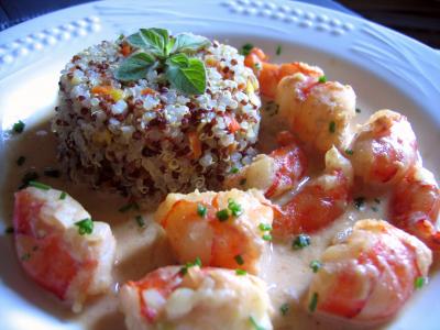 vermouth : Assiette de crevettes au curry et quinoa