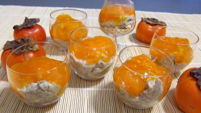 Noël : Verrines de kakis en trifle aux amandes
