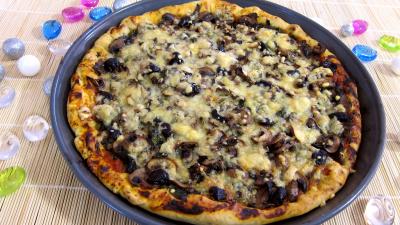 Image : recette Pizza aux épinards et aux champignons