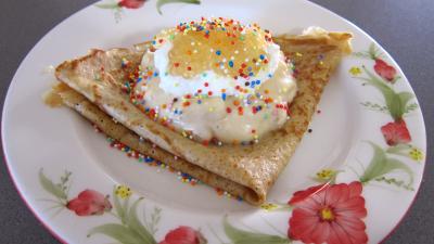 Image : recette Crêpes et son mascarpone aux mangoustans et tapioca
