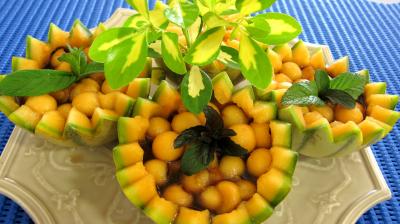 Image : recette Cocktails perles de melon au porto