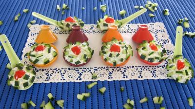concombre : Cuillères et tagines de concombre en amuse-bouche