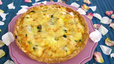 Cuisine diététique : Part de quiche aux crevettes et à la lotte
