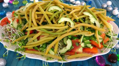 Recettes végétariennes : Assiette de salade haricots beurre du jardin