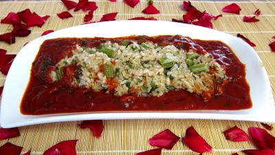 La cuisine des grand-mères : Plat de risotto de cardon et sa sauce tomate