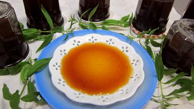 Confitures : Assiette de gelée de pommes à la verveine