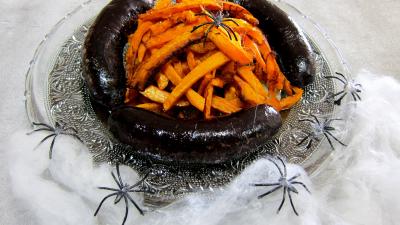 La cuisine des grand-mères : Assiette de frites de potimarron et son boudin
