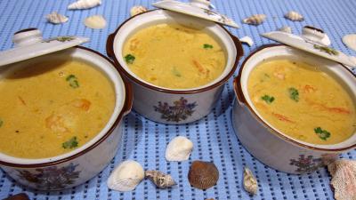 entrée à base de coquillages et crustacés : Cassolettes de bisque de gambas
