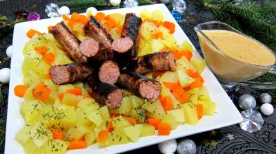plat complet : Assiette de saucisses moutarde