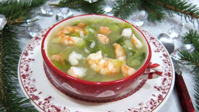 Cuisine diététique : Bol de soupe de riz aux gambas et ognasses