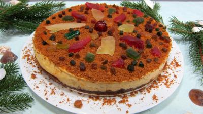 Desserts : Gâteau fromage blanc aux spéculoos et fruits confits