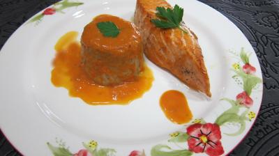 Recette élaborée : Assiette de saumon aux flans de cocos