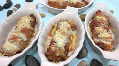 Image : Cassolette de crêpes farcies aux brocolis, épinards et champignons noirs