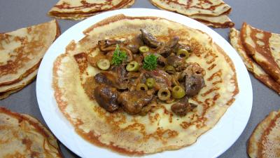 Coeur de dinde : Assiette de crêpe farcie aux coeurs de dinde