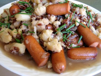 cannelle : Plat de chou-fleur et riz aux saucisses