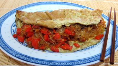 huile d'arachide : Plat d'omelette végétarienne à la chinoise