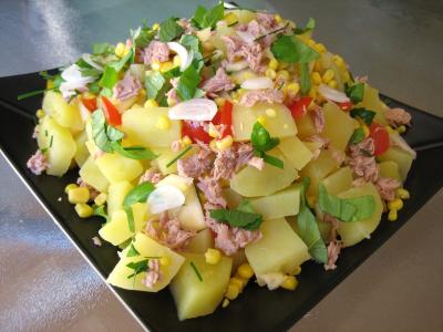 tomate : Assiette de salade de thon et poivrons