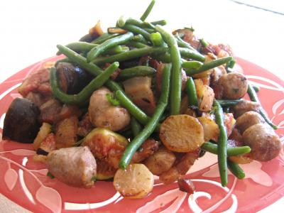 navet : Assiette de haricots verts et navets