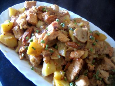 Assiette de dinde au cidre parfumée aux cèpes