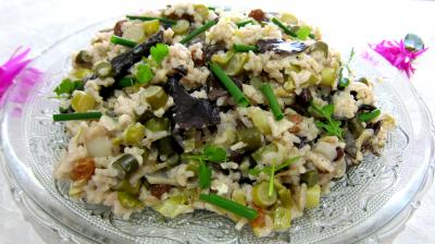 riz : Assiette de risotto aux champignons noirs et mascarpone
