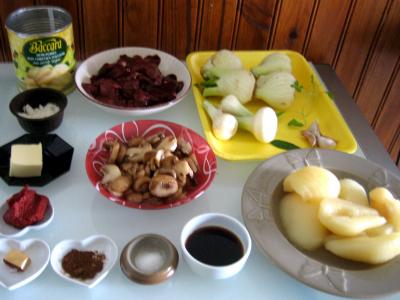 Ingrédients pour la recette : Foies de volaille aux poires