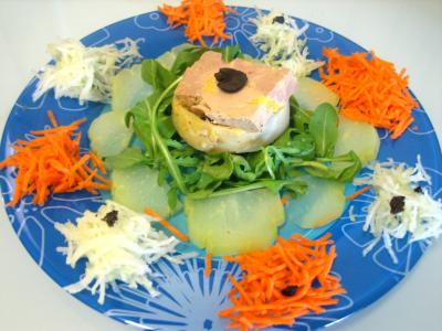 truffe : Foie gras en salade chayotte et truffe