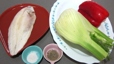 Ingrédients pour la recette : Sole et légumes vapeur