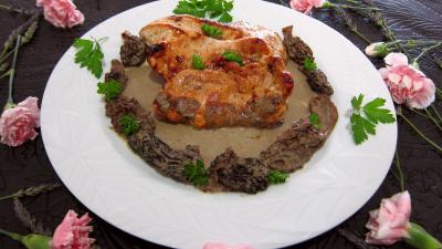 Viandes : Assiette d'escalopes de dinde sauce aux morilles