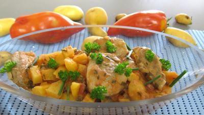 Plat en sauce : Saladier de filet mignon aux pommes de terre