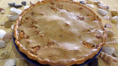 entrée à base de légumes : Tarte aux poireaux et aux gambas