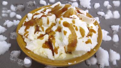 Cuisson au micro-ondes : Saladier d'ile flottante à la crème de marrons