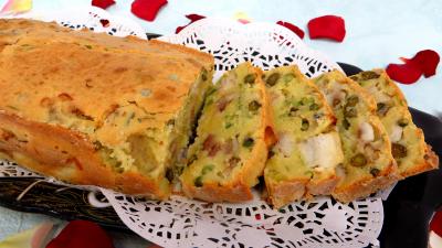 Cuisine diététique : Cake à la saumonette et petits pois