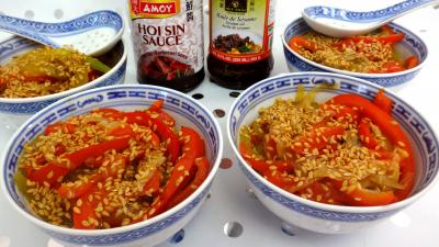 Recettes rapides : Bols de sauté de concombre et poivrons à la chinoise