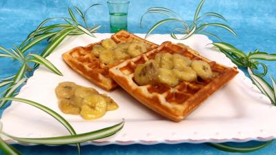 Pour débutants : Assiettes de gaufres aux bananes