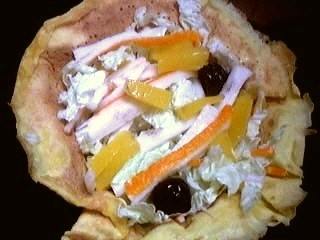 Au micro-ondes : Aumônière de crêpes au chou chinois