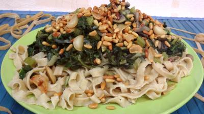 Légumes : Plat de tabliatelles fraîches aux blettes