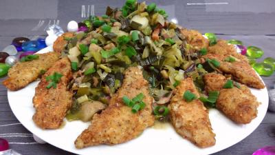 Légumes : Assiette de rougets panés aux poireaux