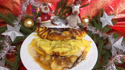 Oeufs : Omelette à la banane caramélisée