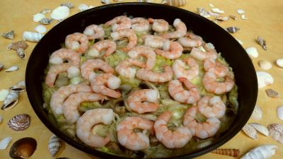 Coquillages et crustacés : Poêle de crevettes aux champignons