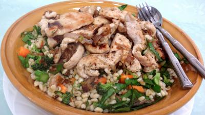 Volailles et gibiers : Plat de salade de blé aux blancs de poulet