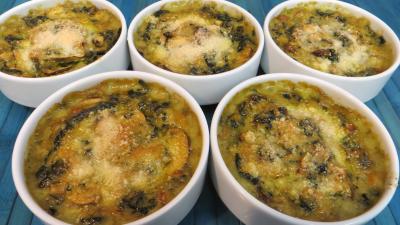 semoule de blé dur : Cassolettes d'épinards et champignons au four