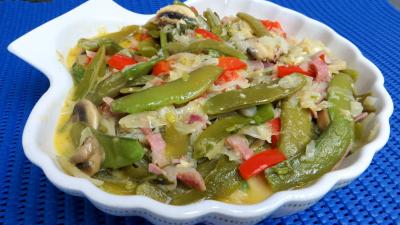 Pour débutants : Plat de pois sucrés au jambon