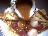 Image : recette Crêpes aux framboises et litchis