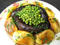 boudins aux pommes et aux petits pois