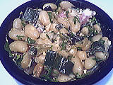 haricots à écosser : Assiette de haricots blancs façon carbonara