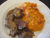 chaource : Assiette de gratin de patates douces au chaource