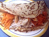 Cuisine diététique : Assiette de crêpe saint-Jacques et crudités