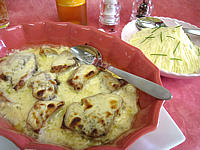 thon rouge : Plat à gratin de thon vapeur gratiné au gorgonzola